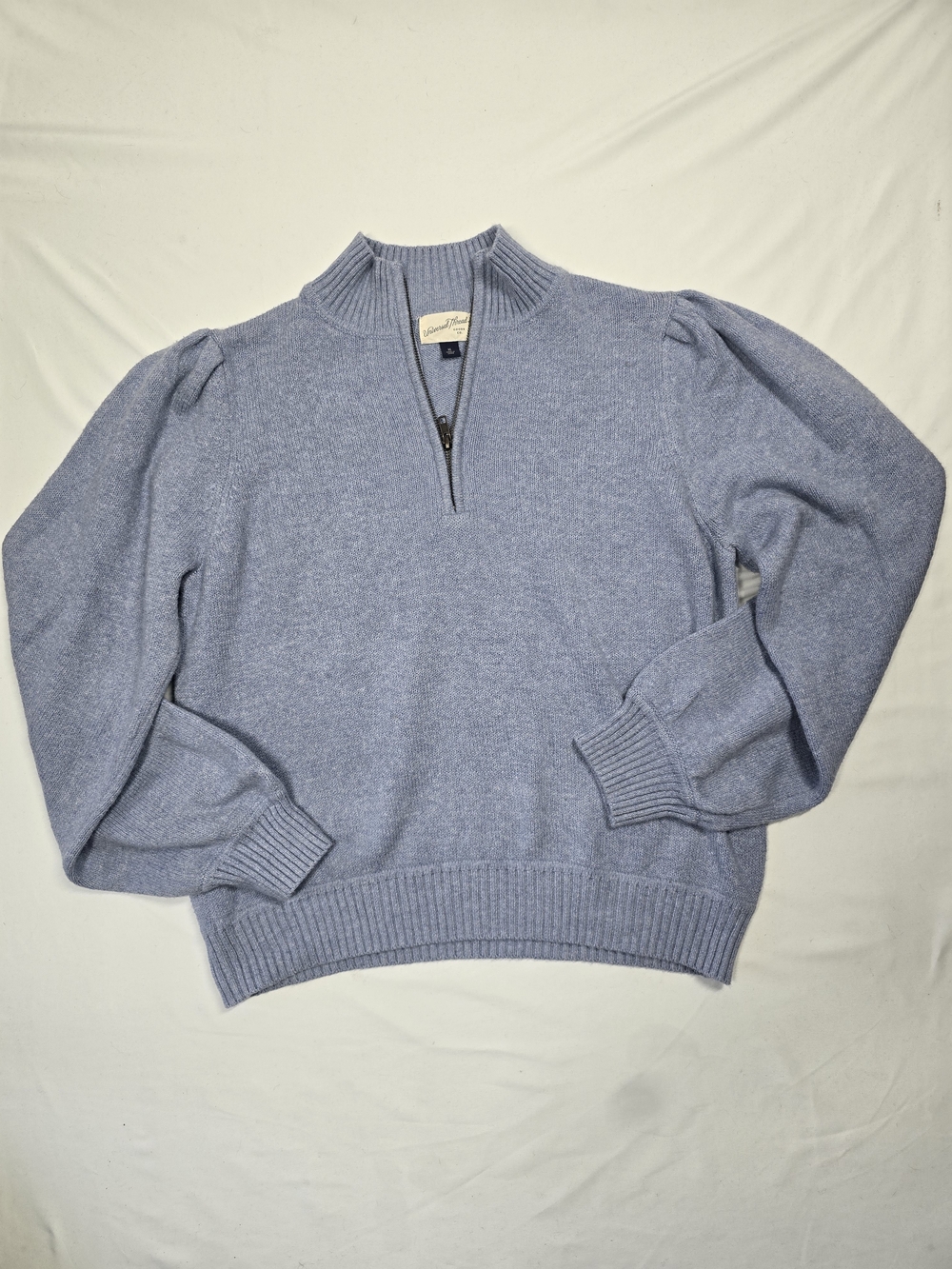Universal Thread Blue Half Zip Mock Neck Puff Sleeve Sweater XL